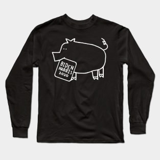 Whiteline Cute Pig with Biden Harris Sign Long Sleeve T-Shirt